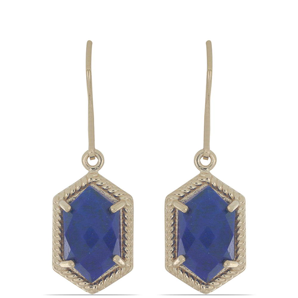 Goldplattierte Silberohrringe mit Lapislazuli aus Badakhshan