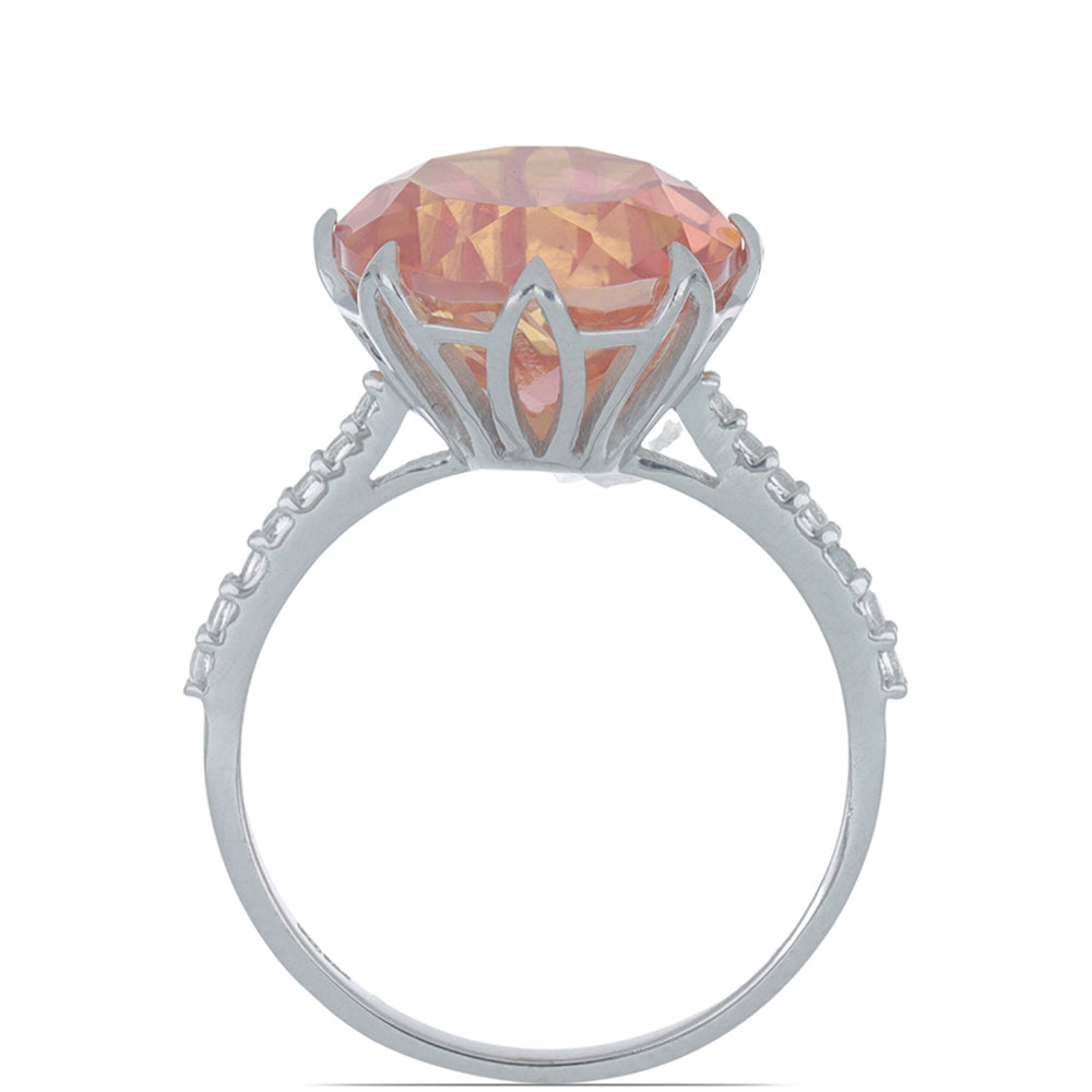 Silberring mit Padparadscha Quarz und weißem Topas