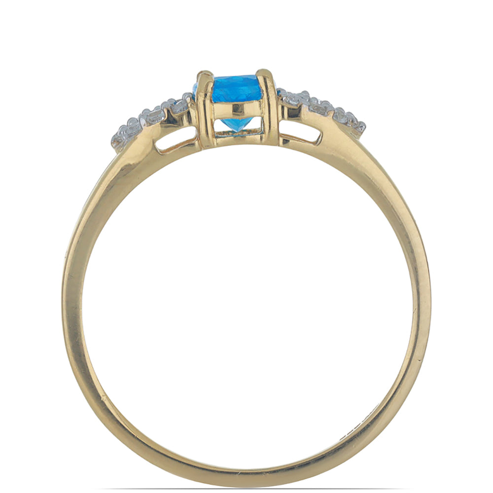 Goldplattierter Silberring mit neon Apatit aus Sludyanka und weißem Topas