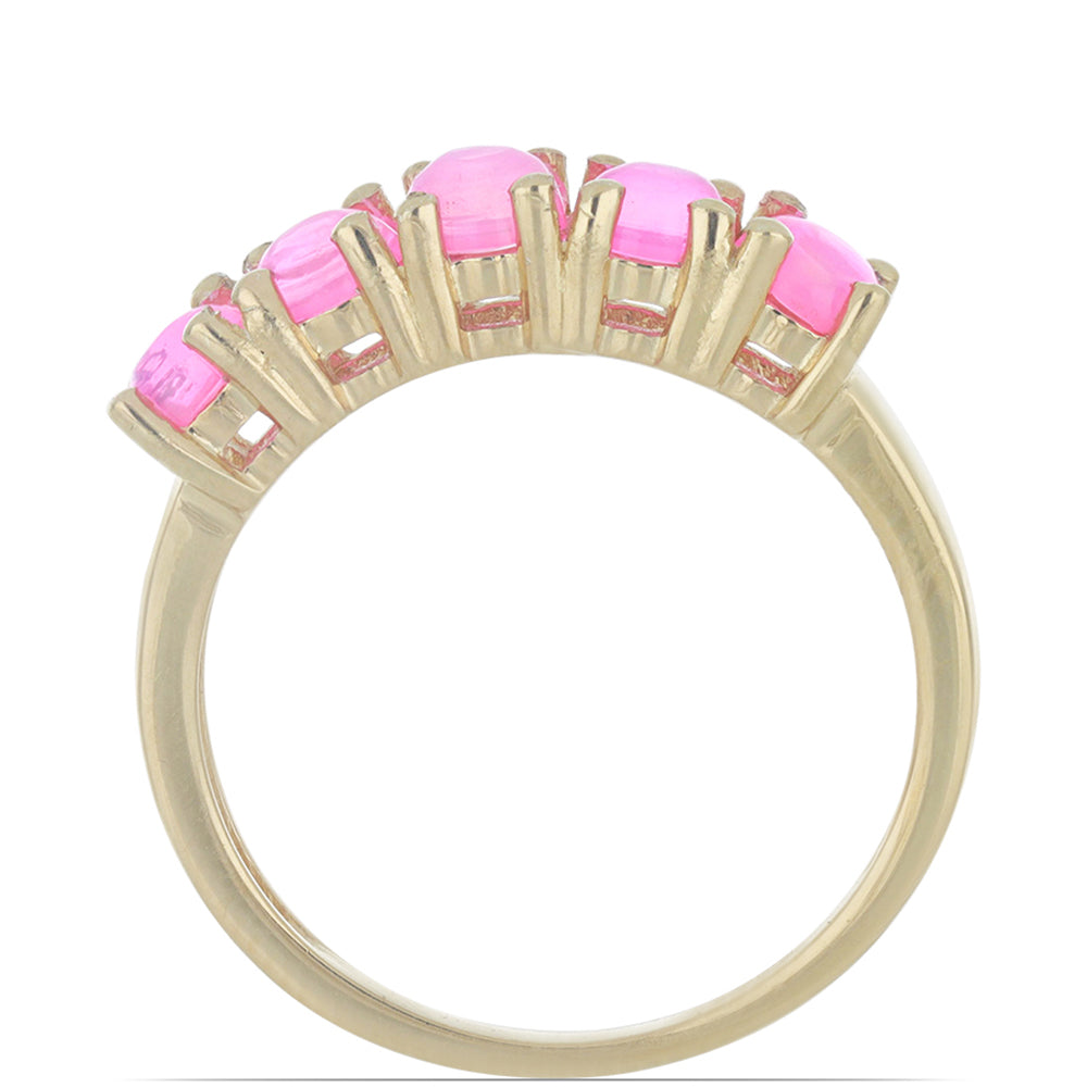 Goldplattierter Silberring mit rosa Opal aus Lega Dembi