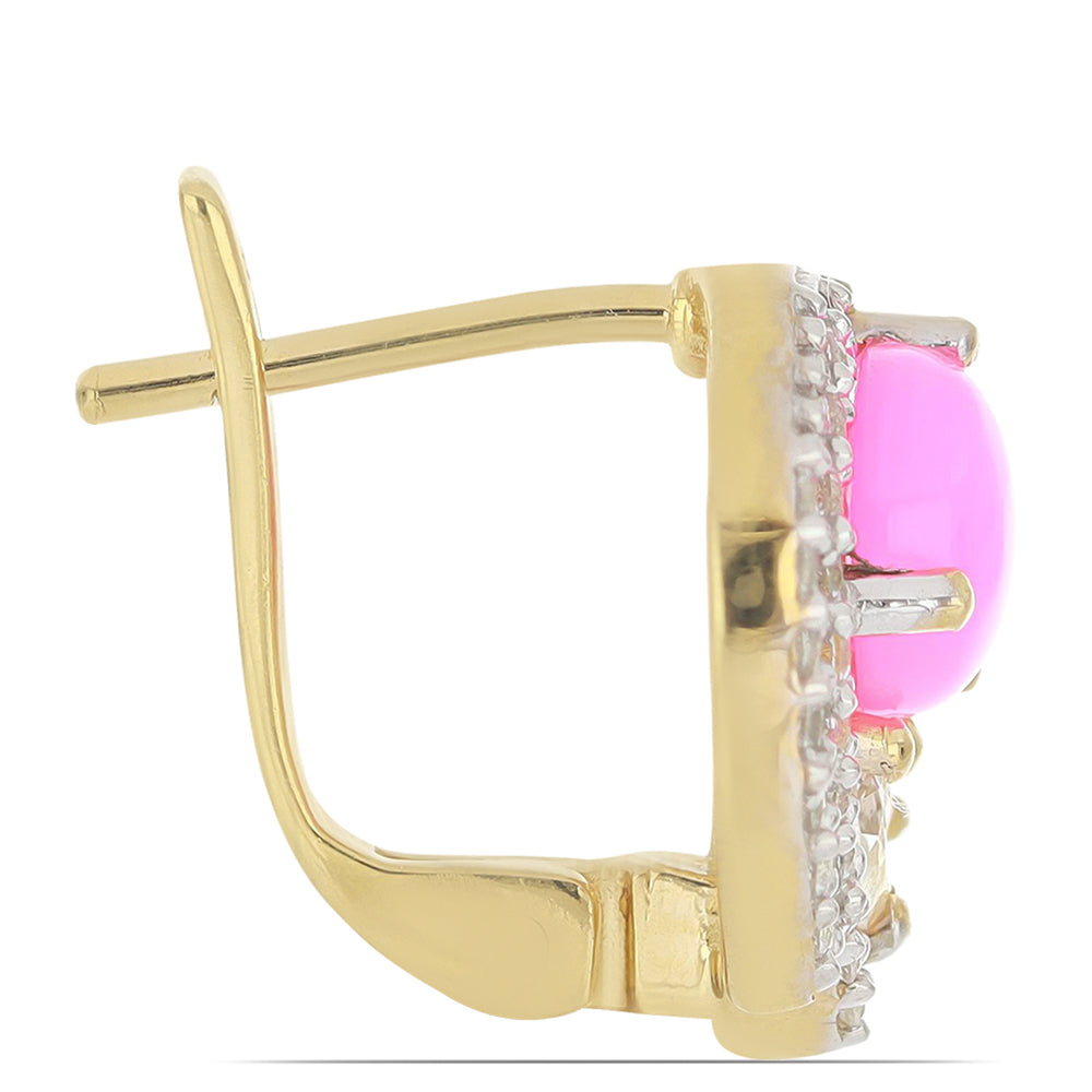 Goldplattierte Silberohrringe mit rosa Opal aus Lega Dembi und weißem Topas 2