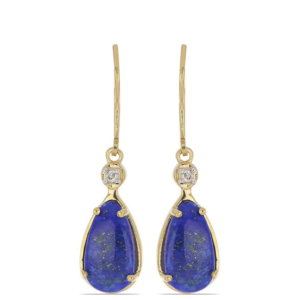 Goldplattierte Silberohrringe mit Lapislazuli aus Badakhshan und weißem Topas 1