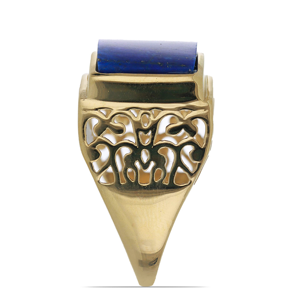Goldplattierter Silberring mit Lapislazuli aus Badakhshan