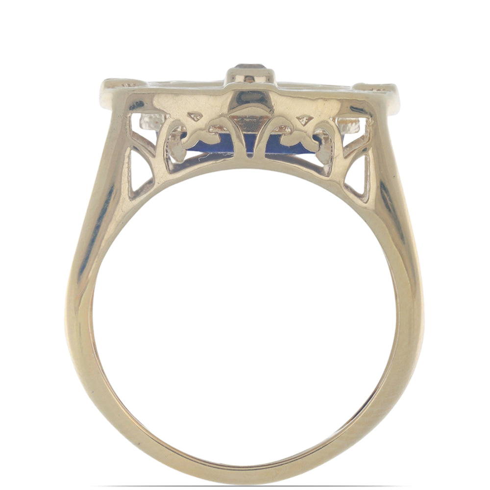 Goldplattierter Silberring mit Lapislazuli aus Badakhshan und weißem Topas