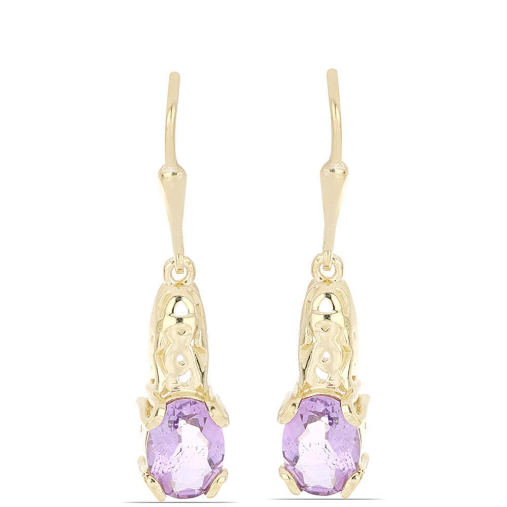 Goldplattierte Silberohrringe mit Rose De France Amethyst 1
