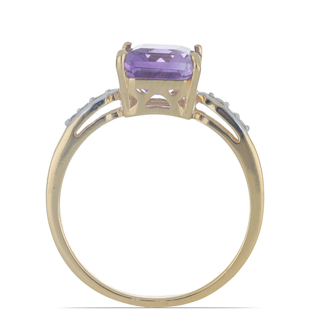 Goldplattierter Silberring mit Rose De France Amethyst und weißem Topas