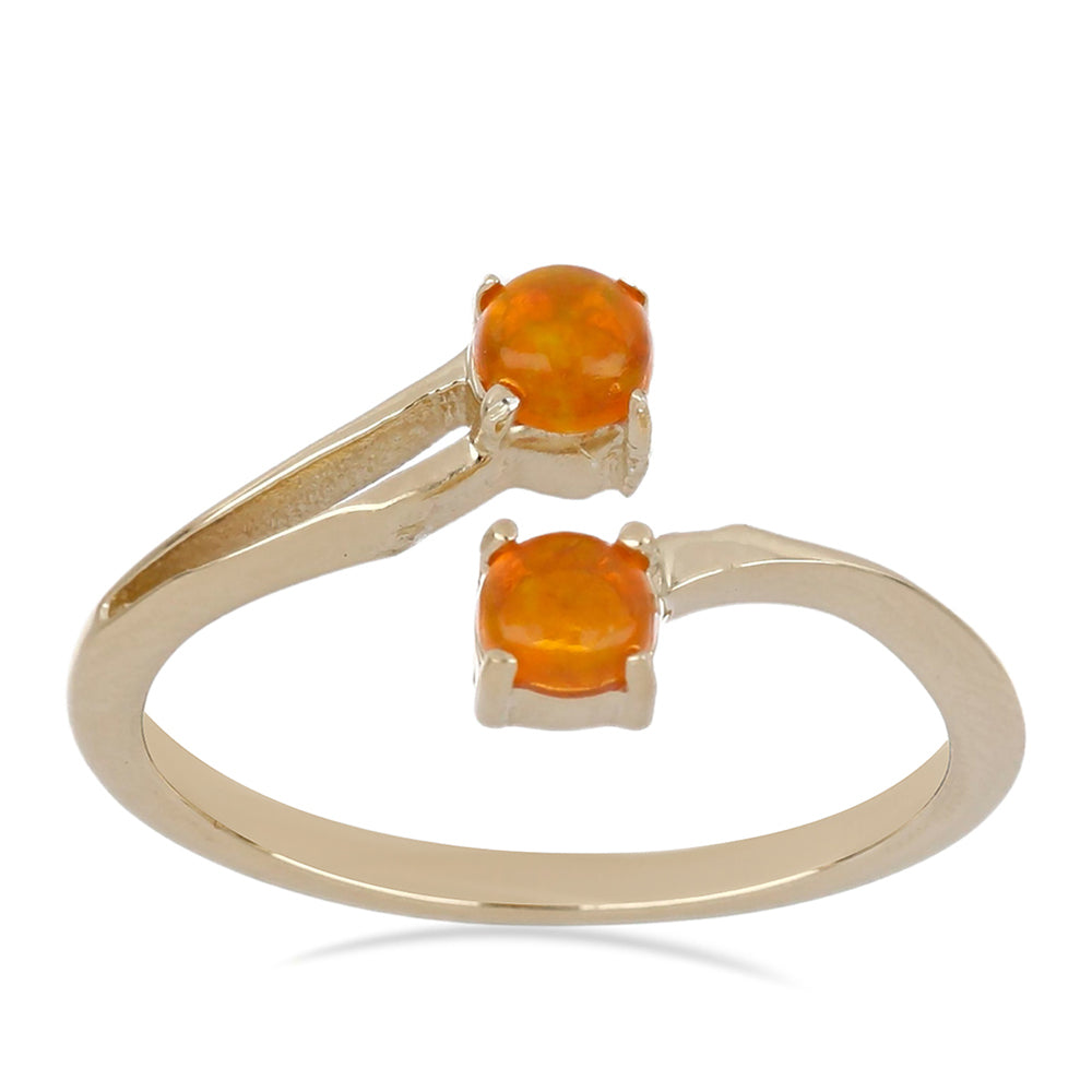 Goldplattierter Silberring mit orangefarbenem Opal aus Lega Dembi