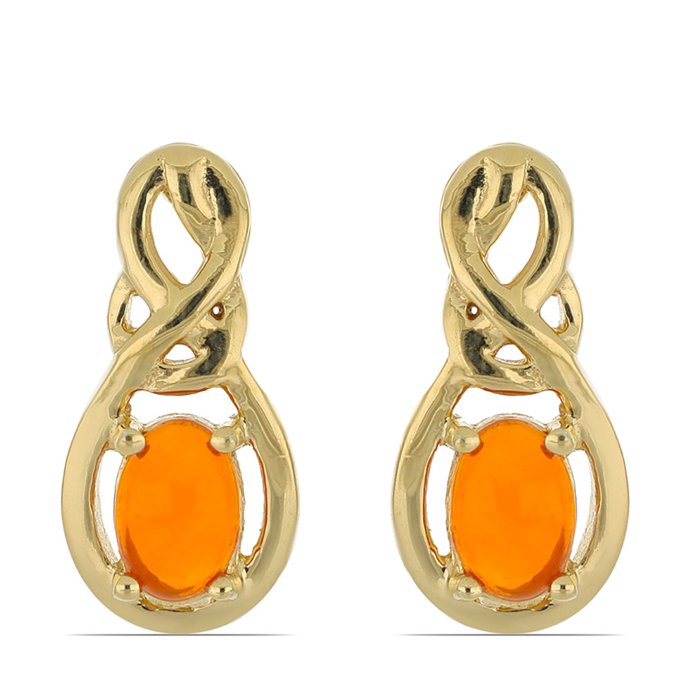Goldplattierte Silberohrringe mit orangefarbenem Opal aus Lega Dembi 1