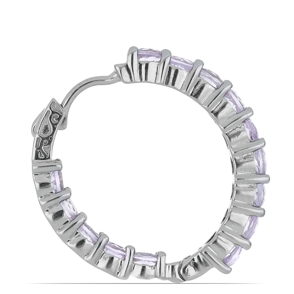 Silberohrringe mit Rose De France Amethyst