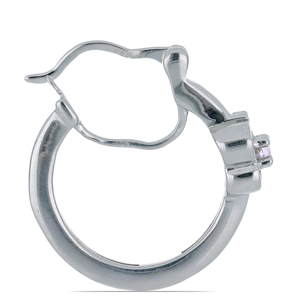 Silberohrringe mit Rose De France Amethyst