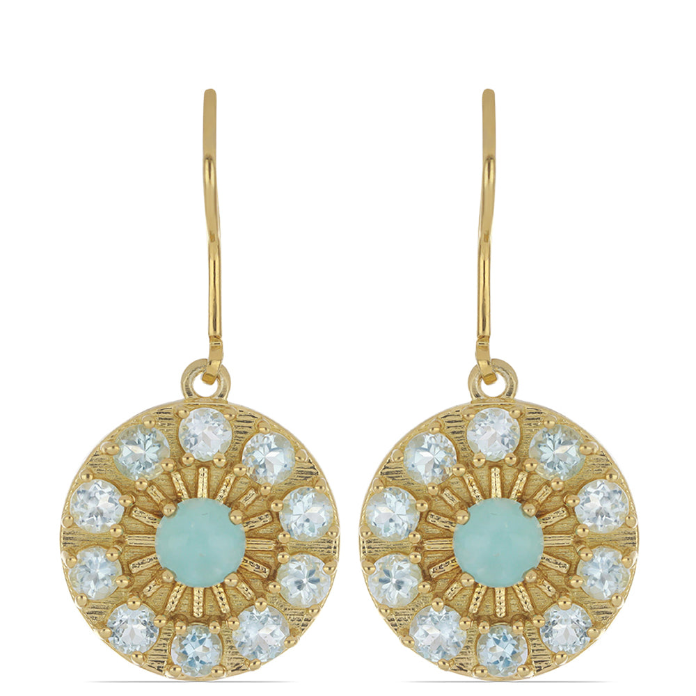 Goldplattierte Silberohrringe mit himmelblauem Topas 1