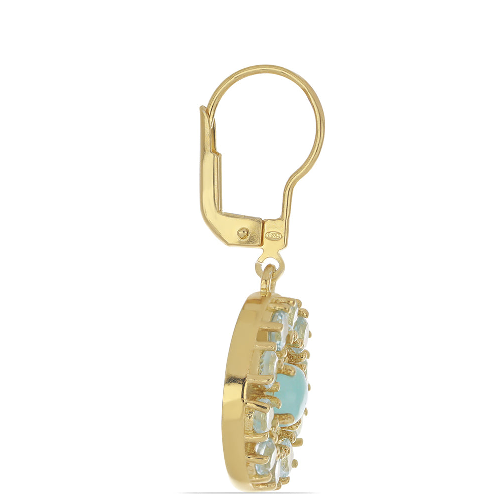 Goldplattierte Silberohrringe mit himmelblauem Topas 2