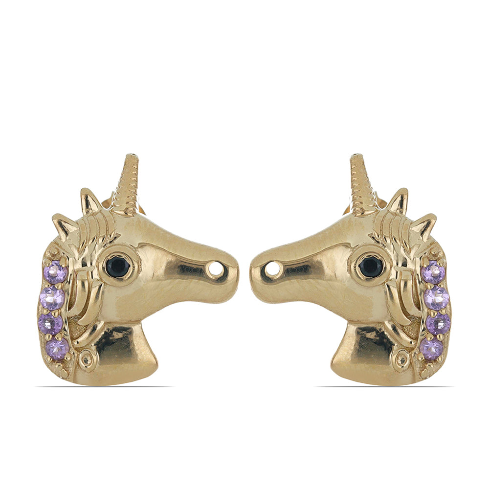 Goldplattierte Silberohrringe mit Rose De France Amethyst und schwarzem Spinell aus Gorno Badakhshan 1