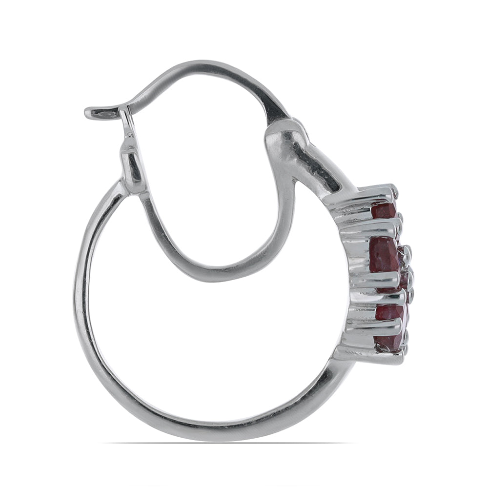Silberohrringe mit Rubin aus Madagaskar und weißem Topas