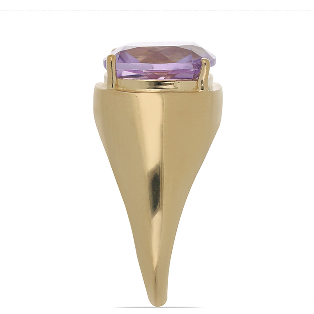 Goldplattierter Silberring mit Rose De France Amethyst