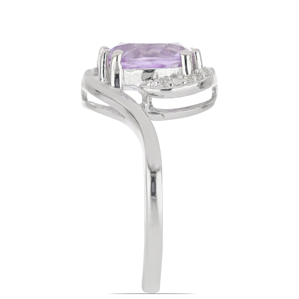 Silberring mit Rose De France Amethyst und weißem Topas