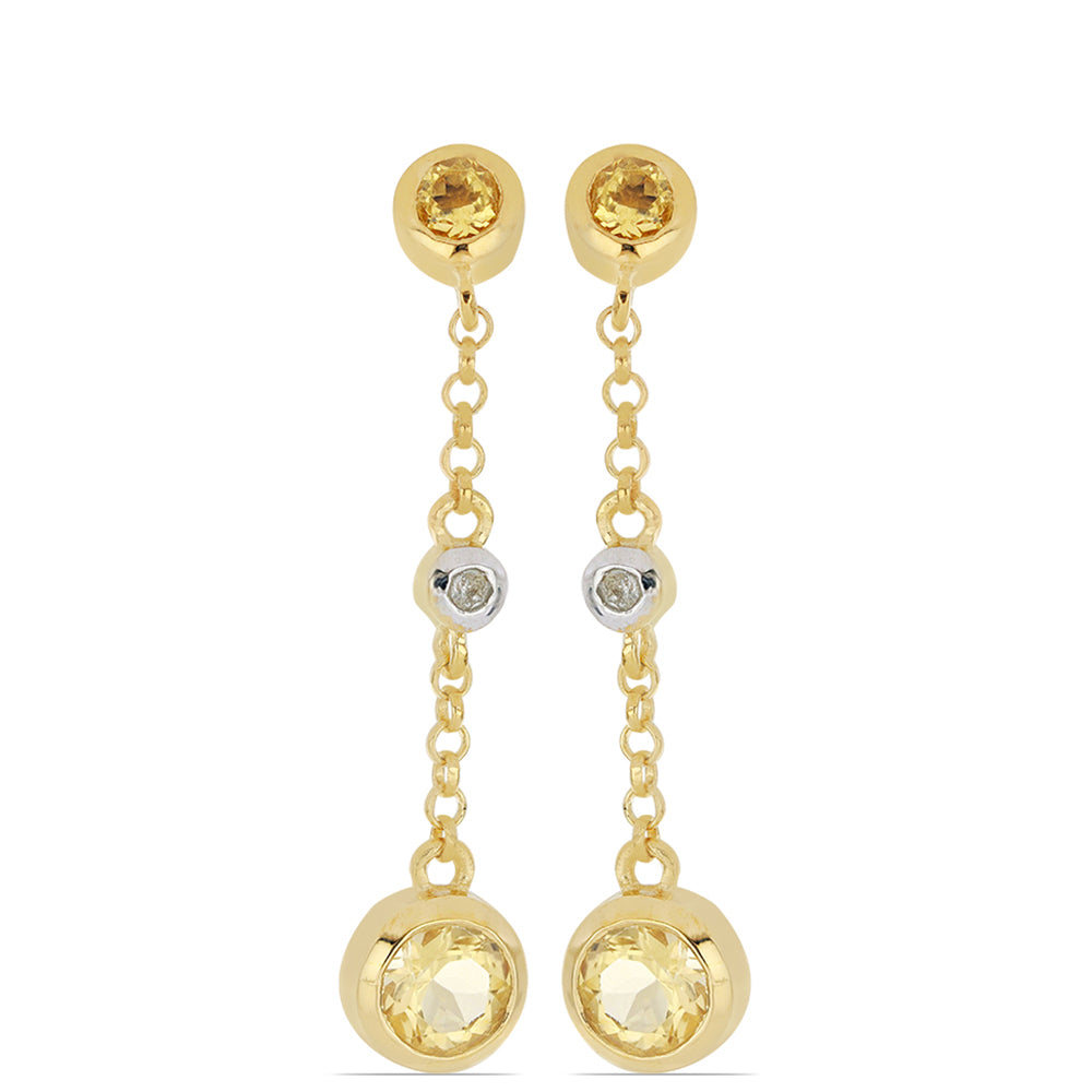 Goldplattierte Silberohrringe mit Zitrin aus dem Ural und weißem Topas