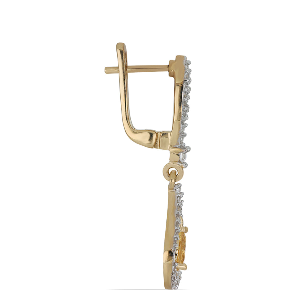 Goldplattierte Silberohrringe mit Zitrin aus dem Ural und weißem Topas