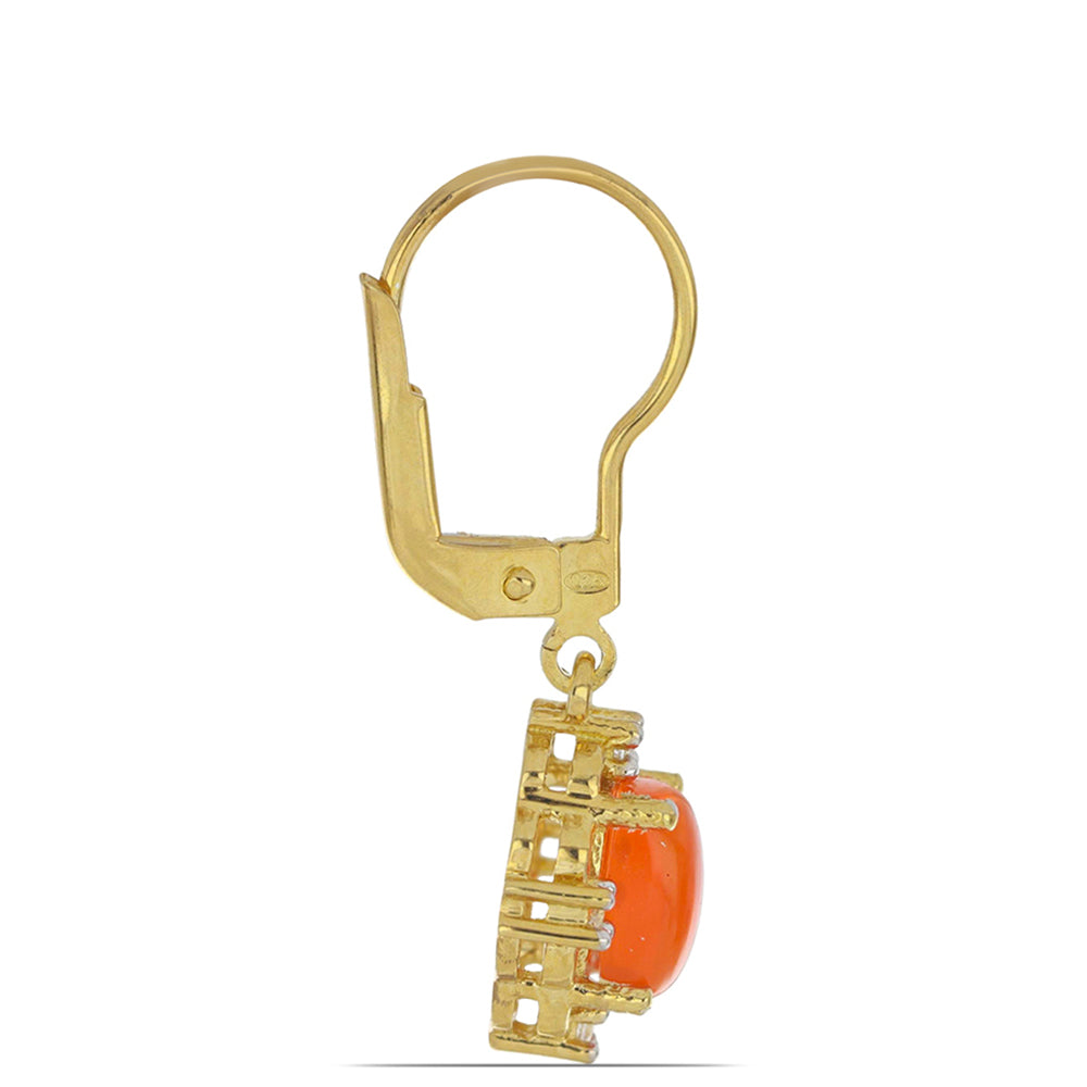 Goldplattierte Silberohrringe mit orangefarbenem Opal aus Lega Dembi und weißem Topas 2
