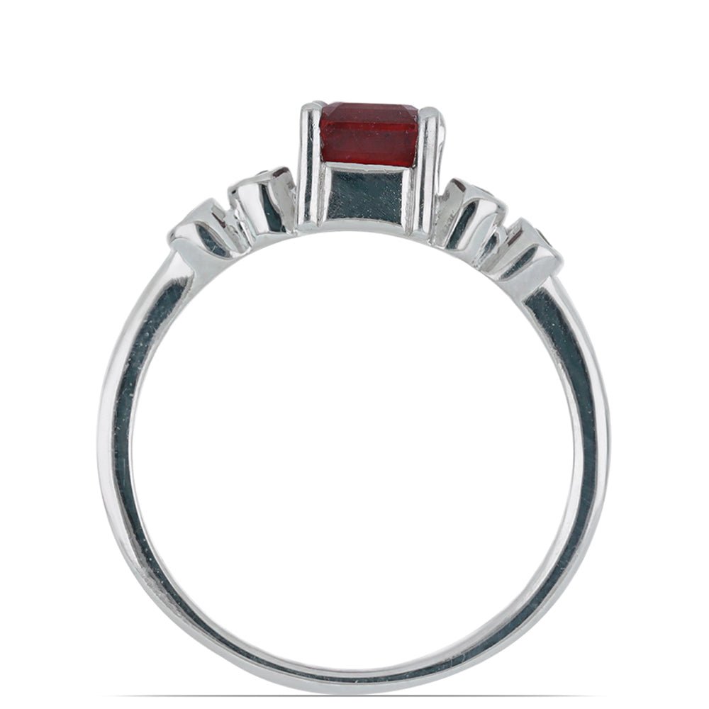 Silberring mit Rubin aus Madagaskar und weißem Topas