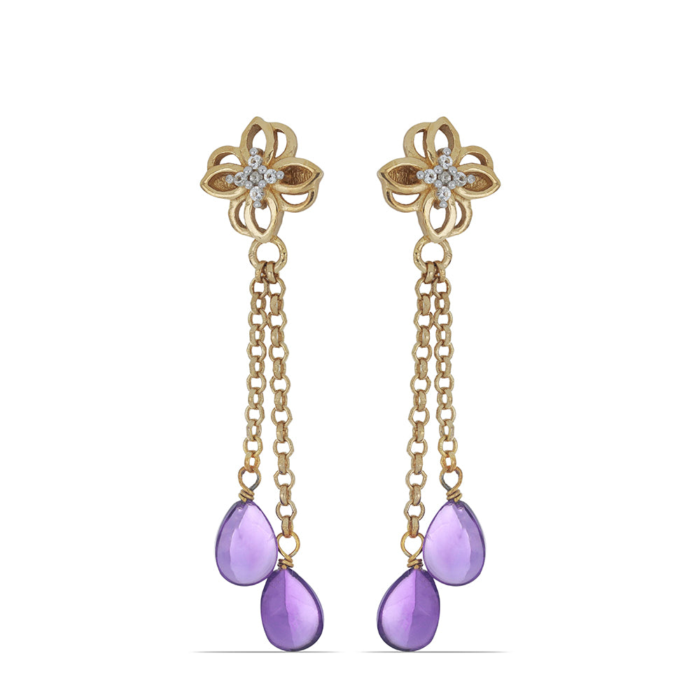 Goldplattierte Silberohrringe mit Amethyst aus Vera Cruz und weißem Topas 1
