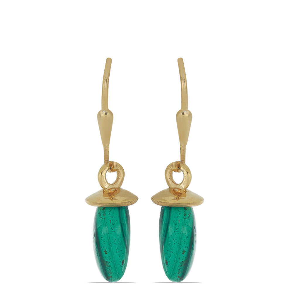Goldplattierte Silberohrringe mit Wales Malachit 1