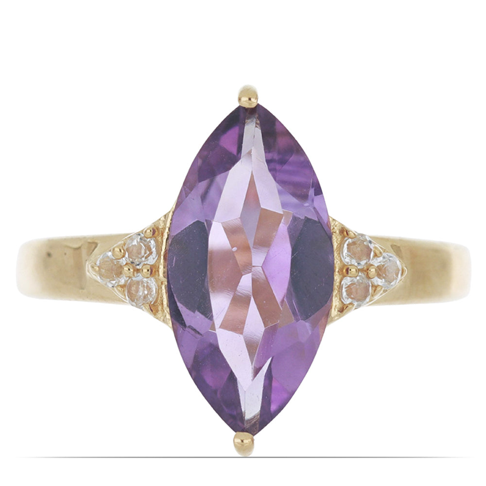 Goldplattierter Silberring mit Amethyst aus Vera Cruz und weißem Topas 1