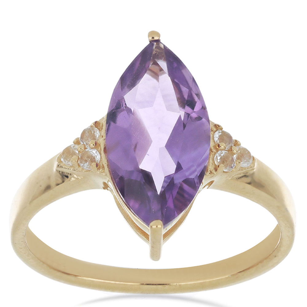 Goldplattierter Silberring mit Amethyst aus Vera Cruz und weißem Topas 4
