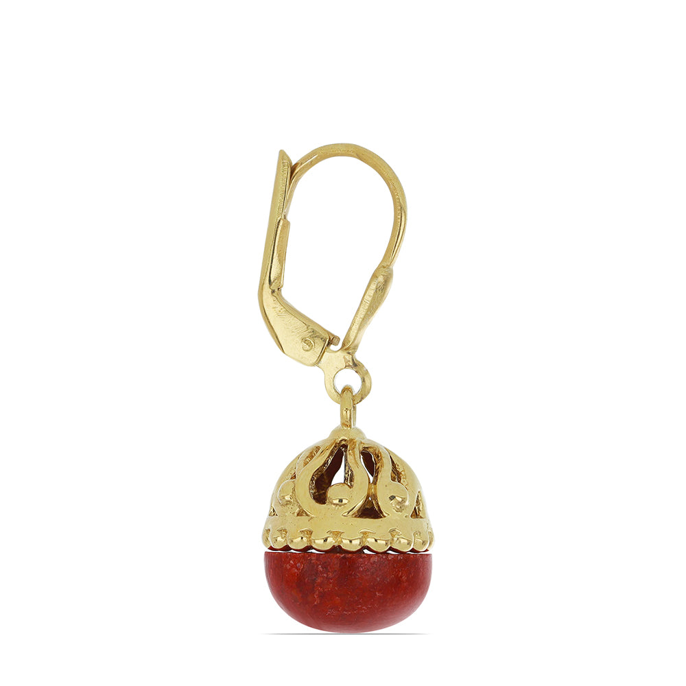 Goldplattierte Silberohrringe mit roter Schwammkoralle 2