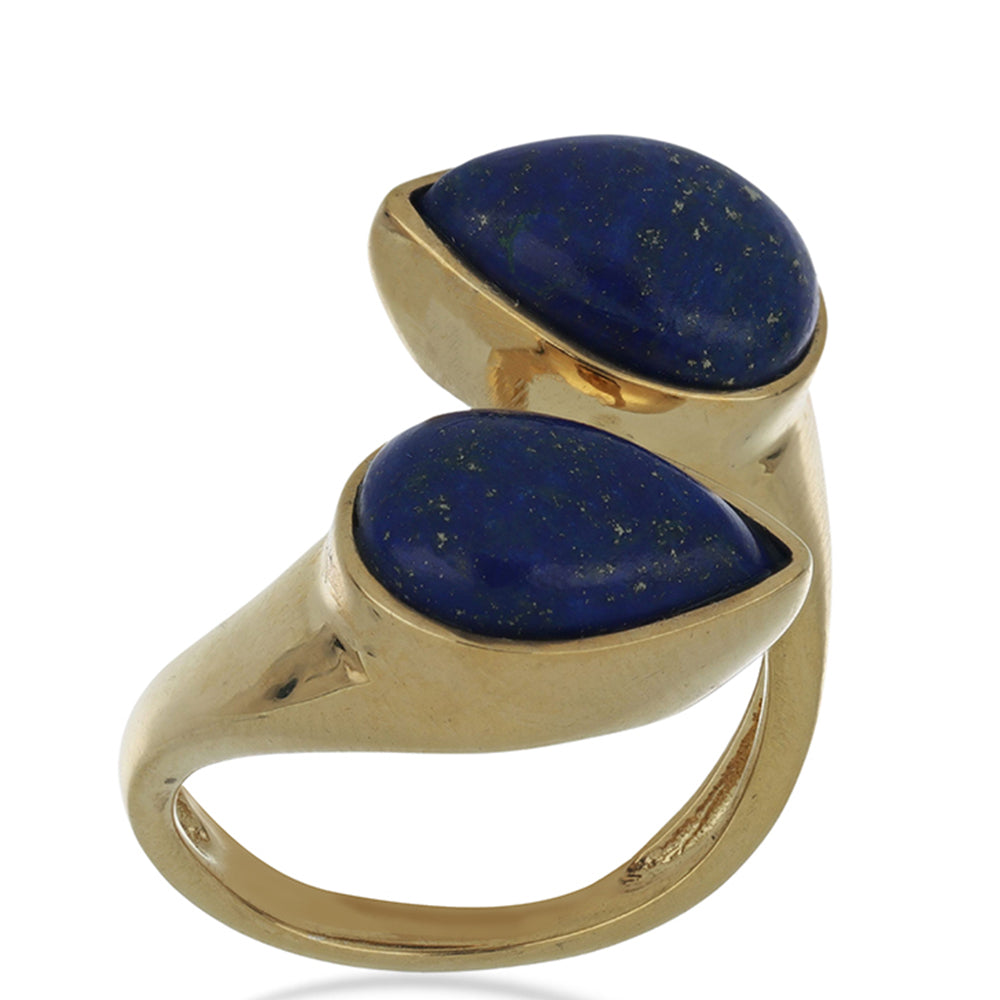 Goldplattierter Silberring mit Lapislazuli aus Badakhshan