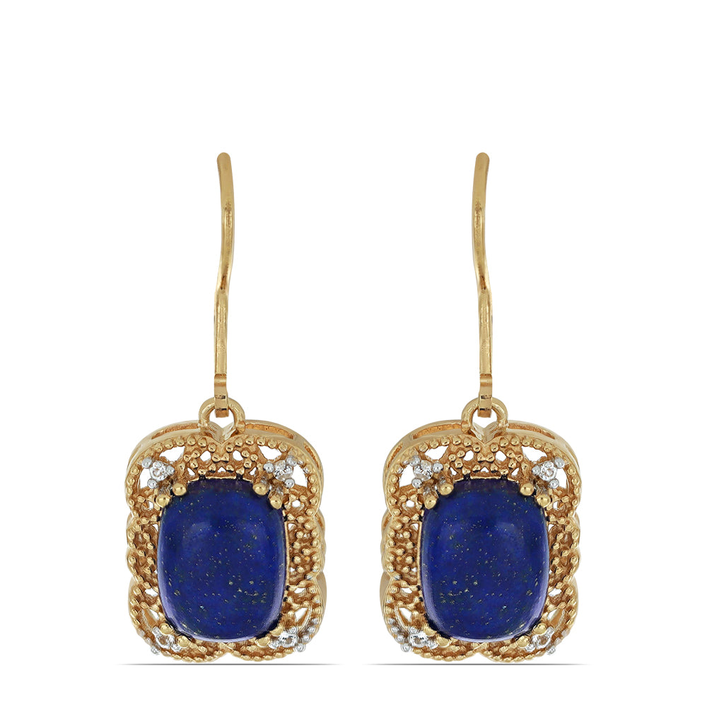 Goldplattierte Silberohrringe mit Lapislazuli aus Badakhshan und weißem Topas 1