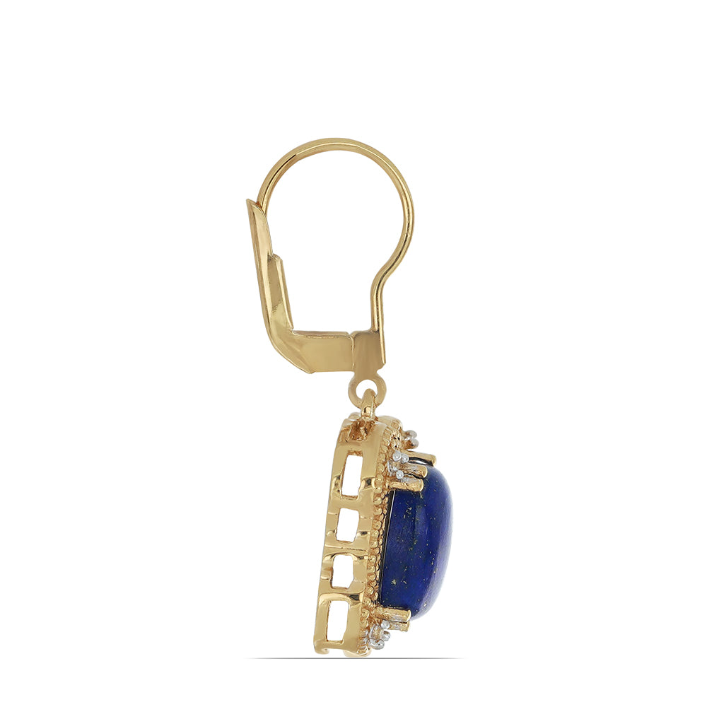Goldplattierte Silberohrringe mit Lapislazuli aus Badakhshan und weißem Topas