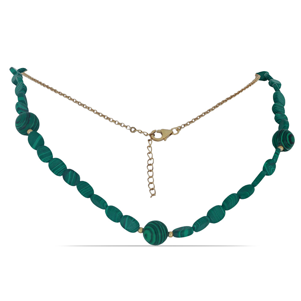 Goldplattierte Silberhalskette mit Wales Malachit 1