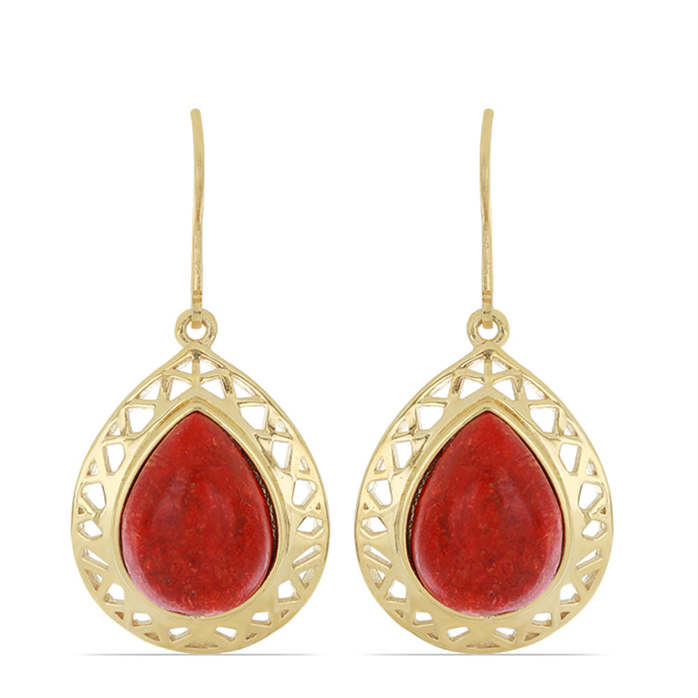 Goldplattierte Silberohrringe mit roter Schwammkoralle 1