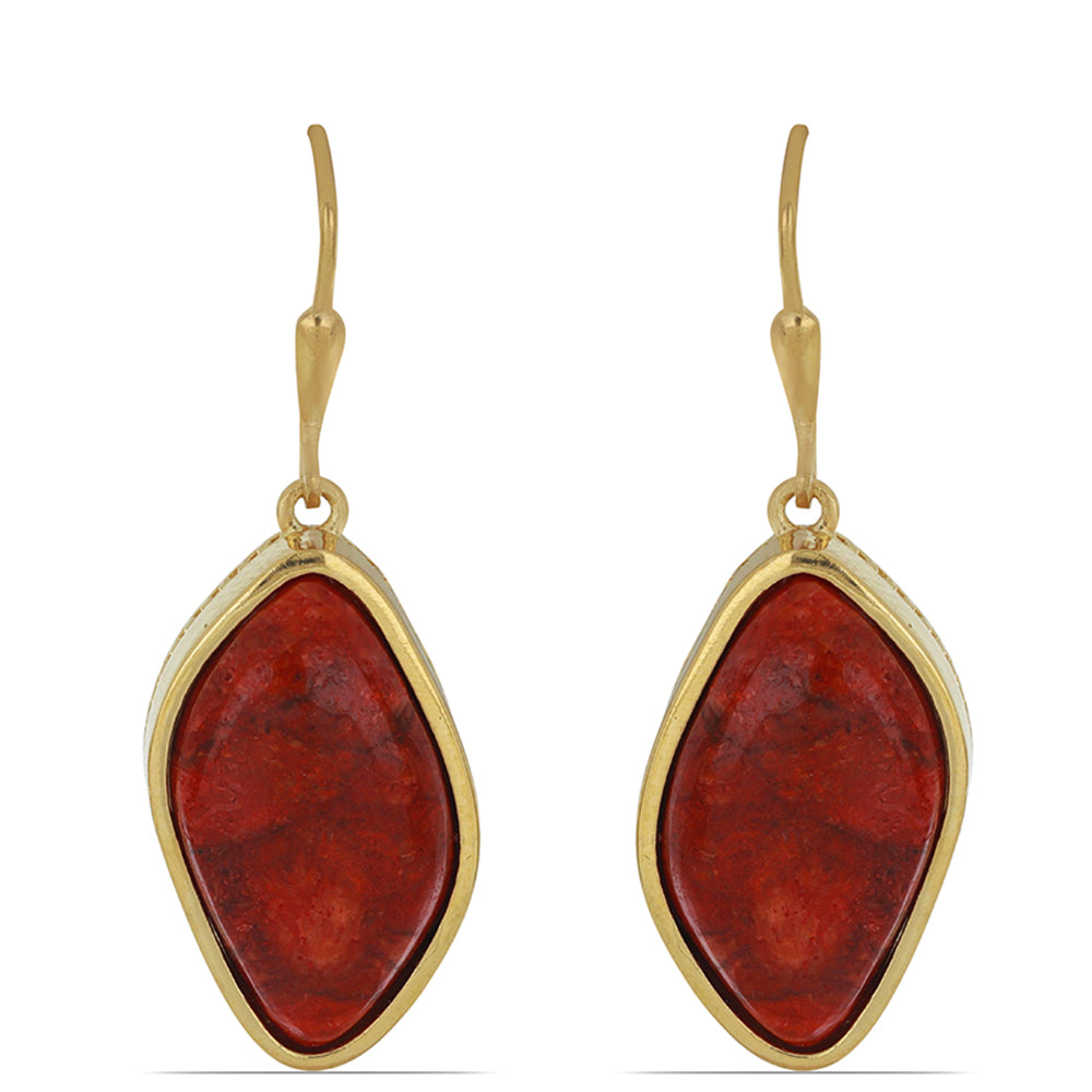 Goldplattierte Silberohrringe mit roter Schwammkoralle 1