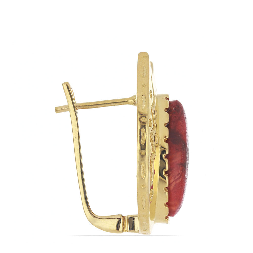 Goldplattierte Silberohrringe mit roter Schwammkoralle 2