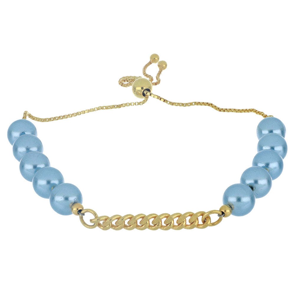 Goldplattiertes Silberarmband mit wasserblauer Süßwasserperle