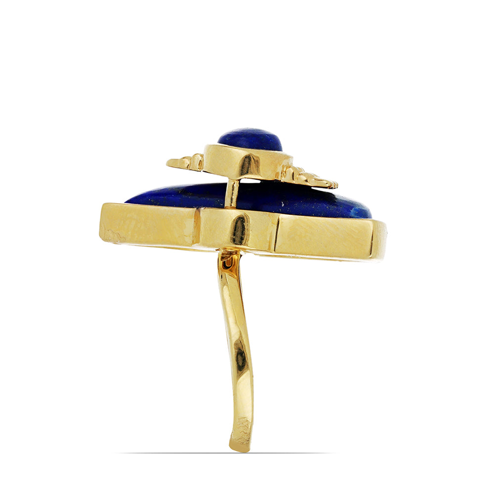Goldplattierter Silberring mit Lapislazuli aus Badakhshan