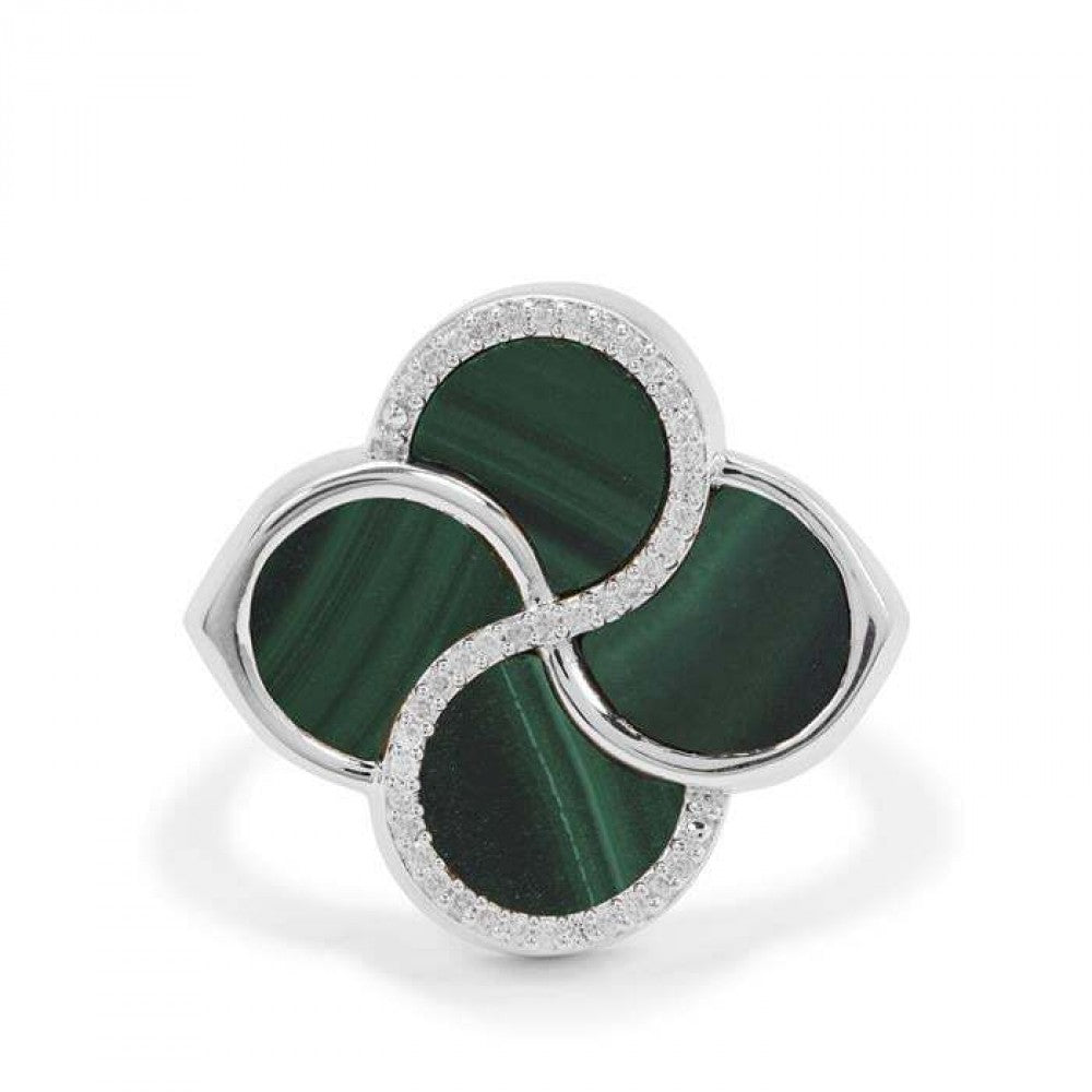 Goldplattierter Silberring mit Wales Malachit