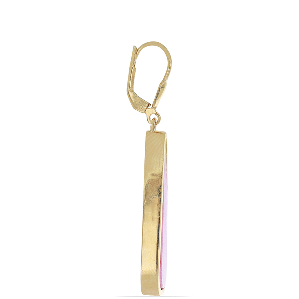 Goldplattierte Silberohrringe mit rosafarbenem Perlmutt 2