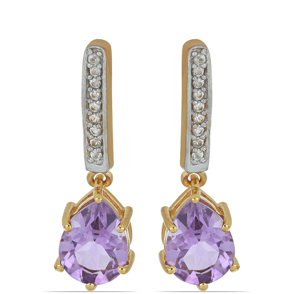 Goldplattierte Silberohrringe mit Amethyst aus Vera Cruz und weißem Topas 1