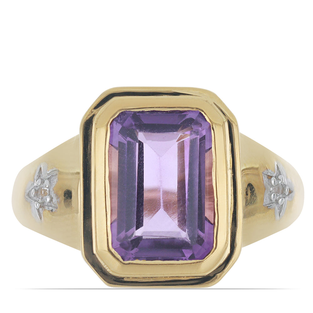 Goldplattierter Silberring mit Amethyst aus Vera Cruz und weißem Topas