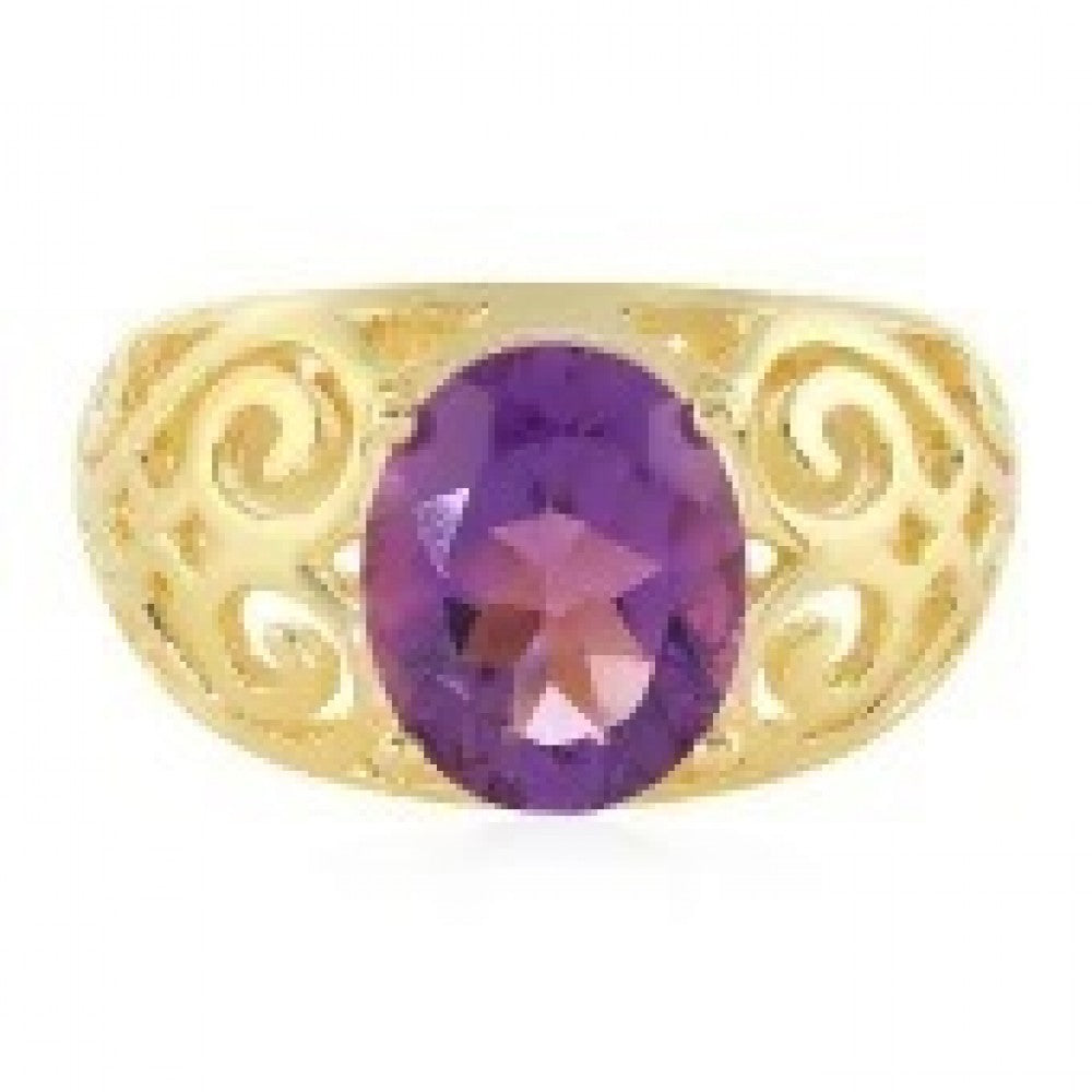 Goldplattierter Silberring mit Amethyst aus Vera Cruz 1