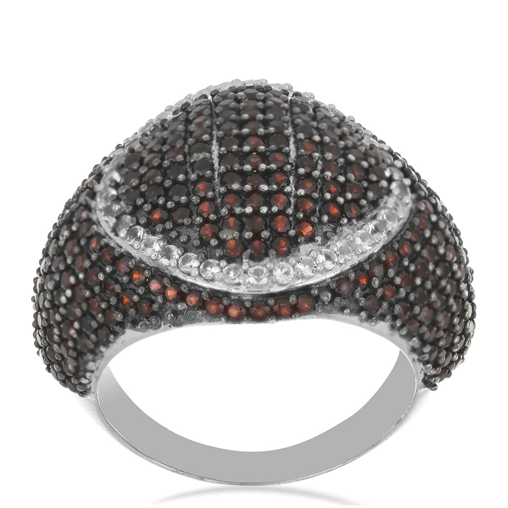 Silberring mit Barton Granat und weißem Topas