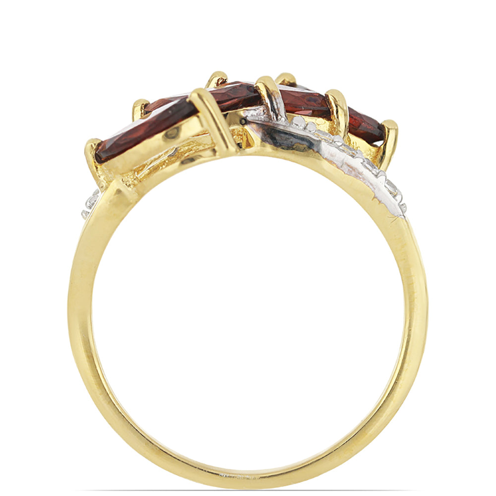 Goldplattierter Silberring mit Barton Granat und weißem Topas