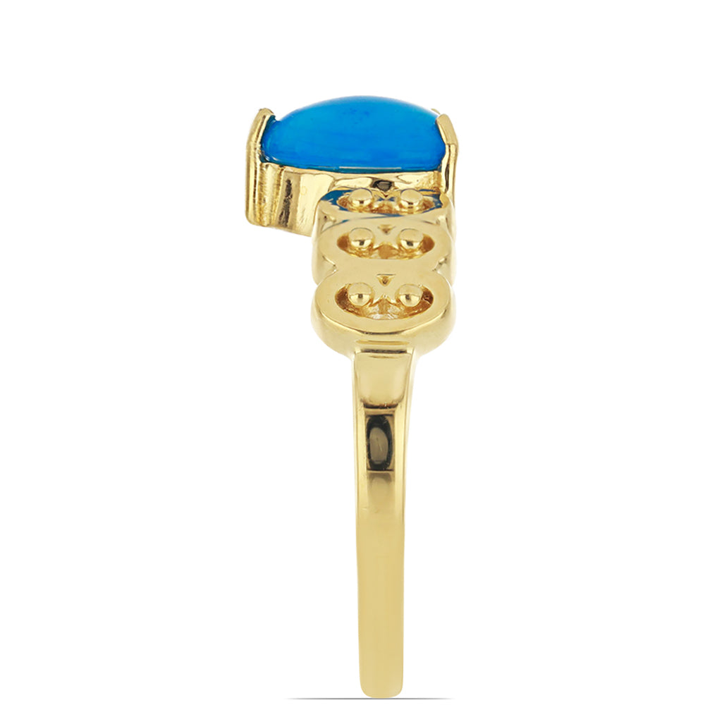Goldplattierter Silberring mit blauem äthiopischem Opal aus Lega Dembi 3