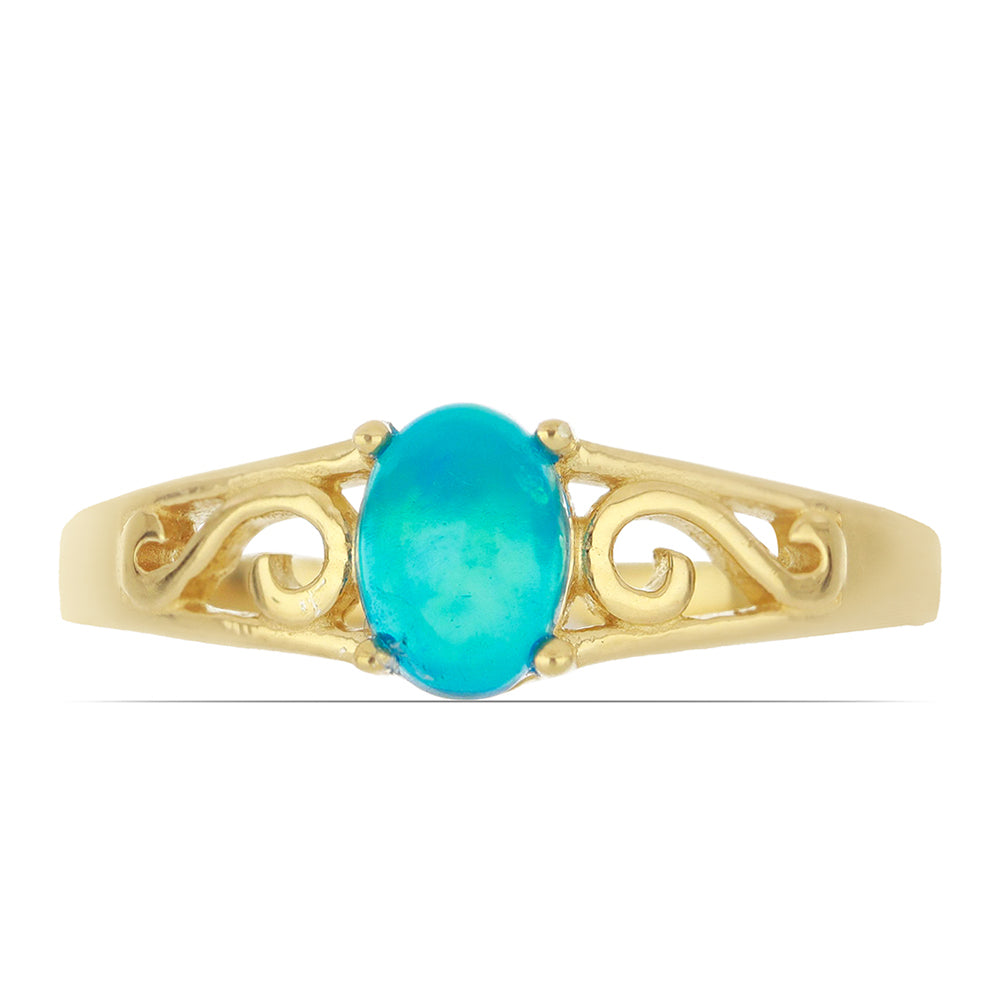 Goldplattierter Silberring mit blauem äthiopischem Opal aus Lega Dembi 1