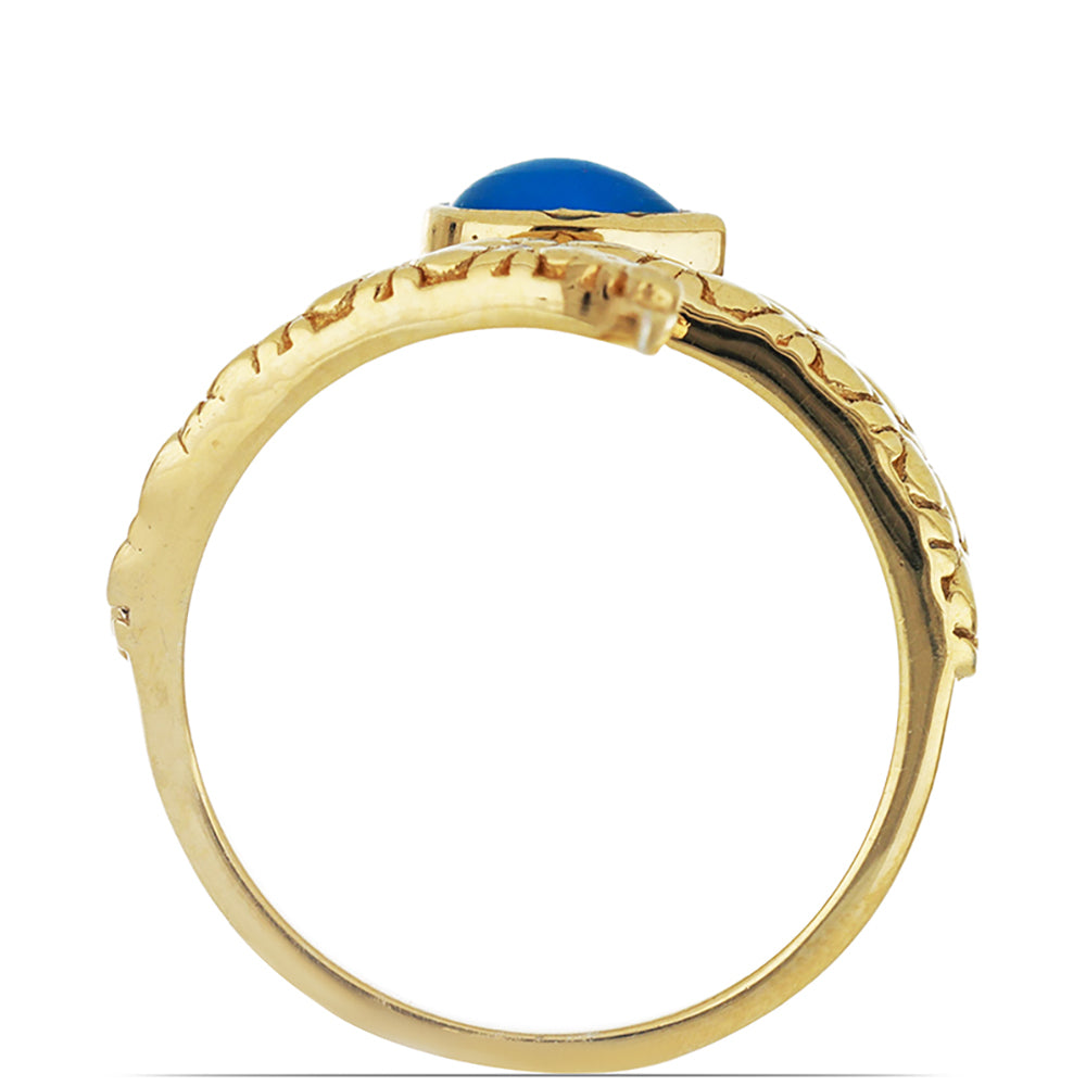 Goldplattierter Silberring mit blauem äthiopischem Opal aus Lega Dembi