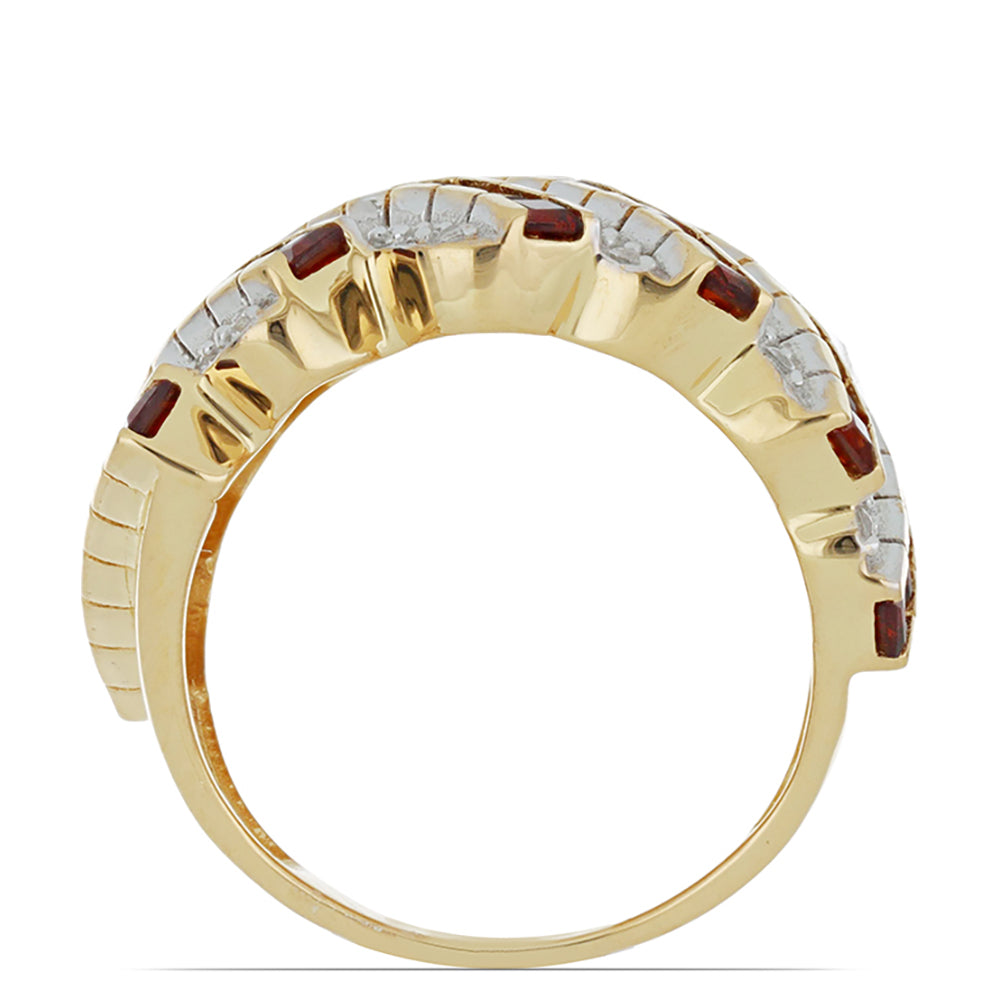 Goldplattierter Silberring mit Barton Granat und weißem Topas