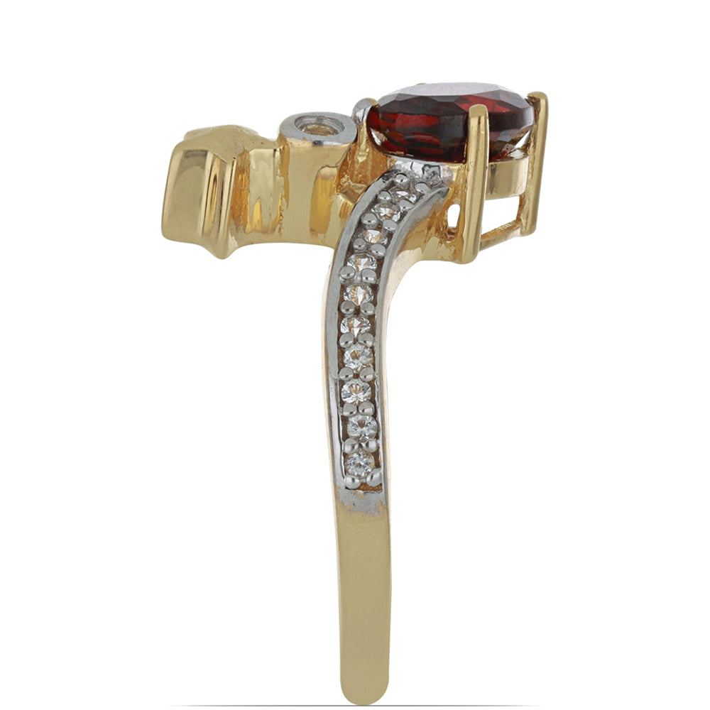 Goldplattierter Silberring mit Barton Granat und weißem Topas 3